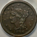 1846 Braided Hair Large Cent - ANACS EF 40