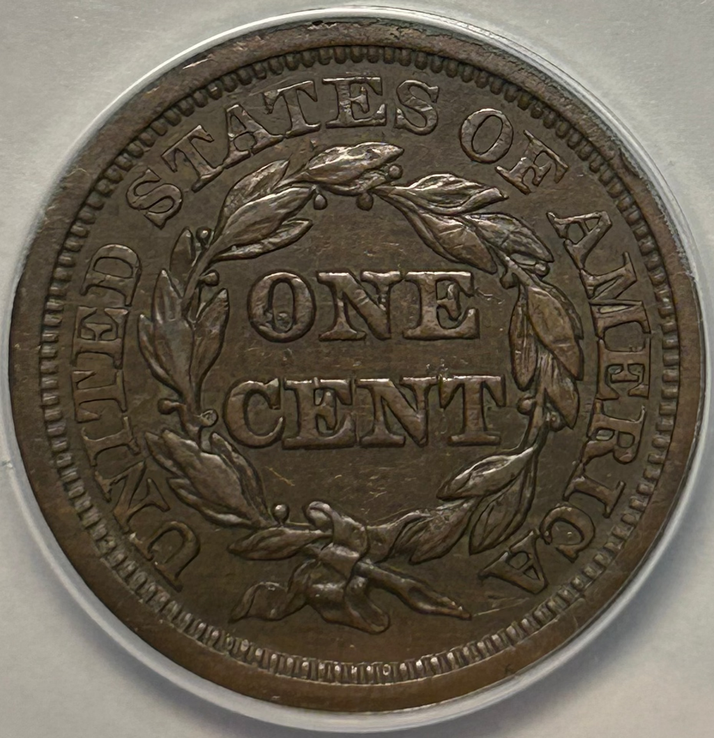 1846 Braided Hair Large Cent - ANACS EF 40