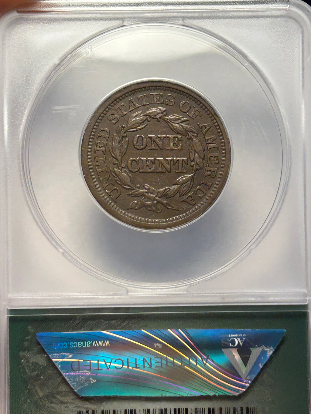 1846 Braided Hair Large Cent - ANACS EF 40