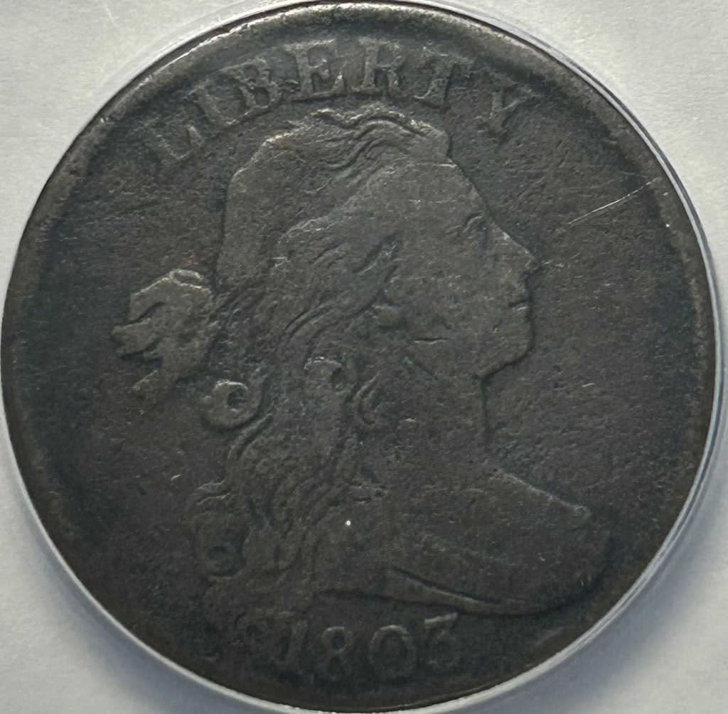 1803 Draped Bust Large Cent - ANACS VG-10 Details