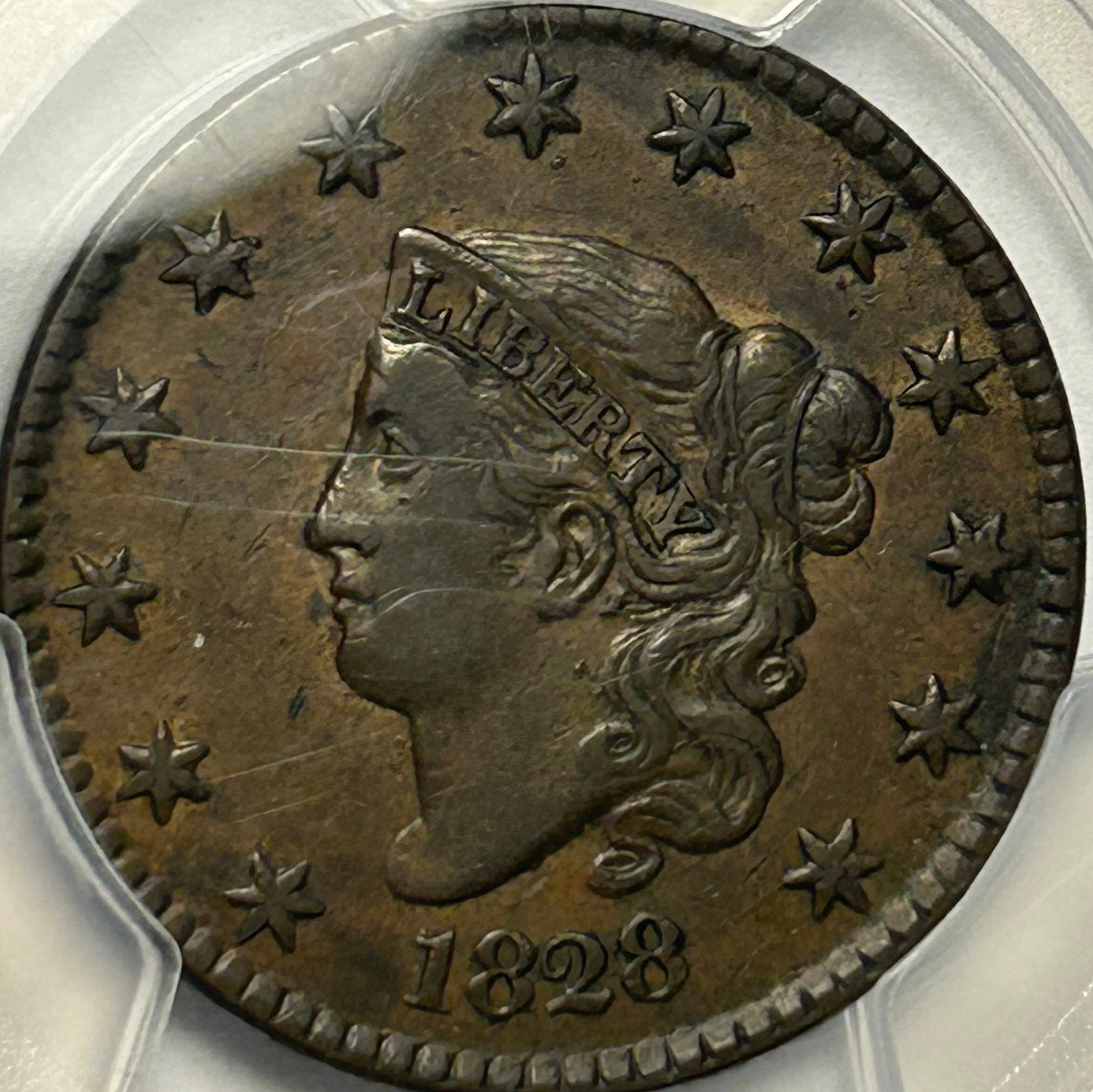 1828 Matron Head Large Cent - XF-40