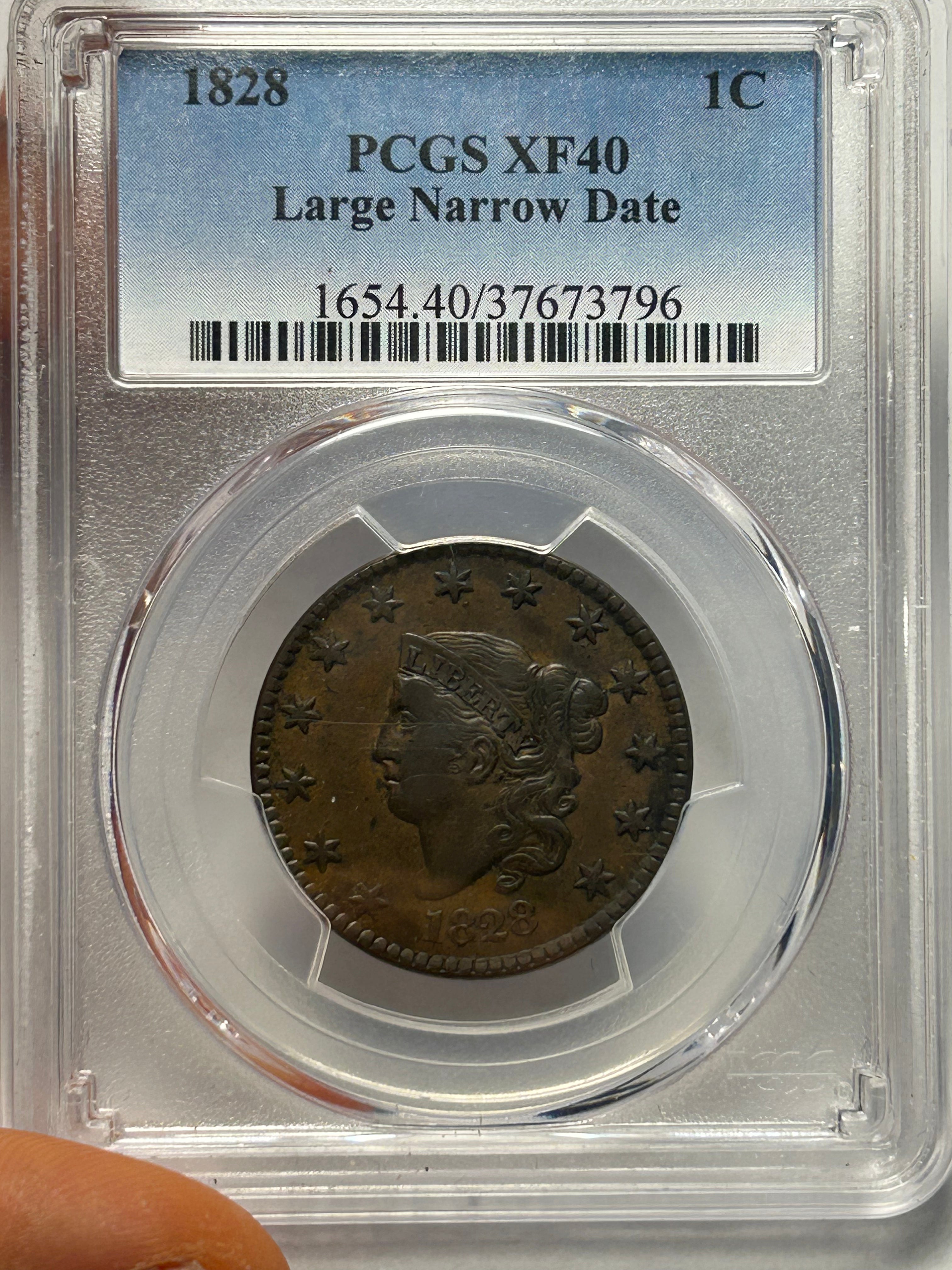 1828 Matron Head Large Cent - XF-40