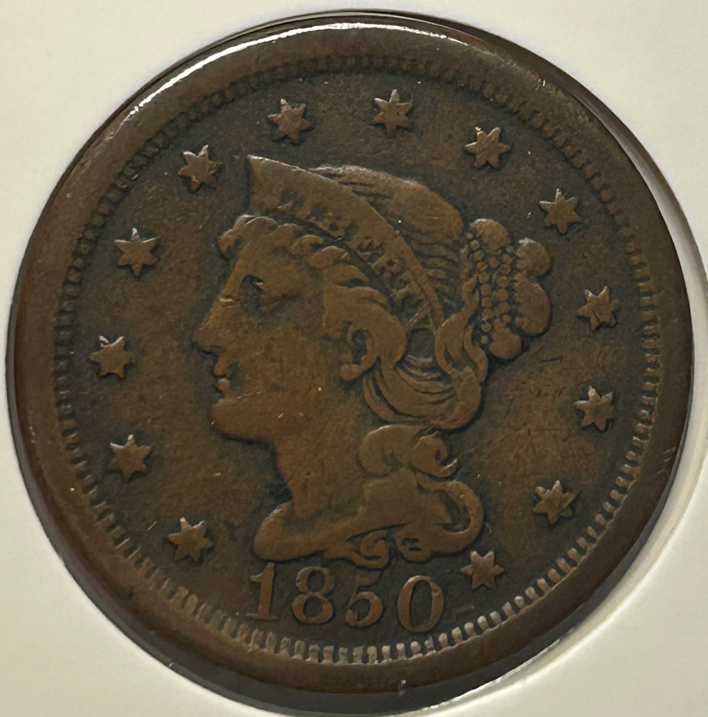 1850 Braided Hair Large Cent