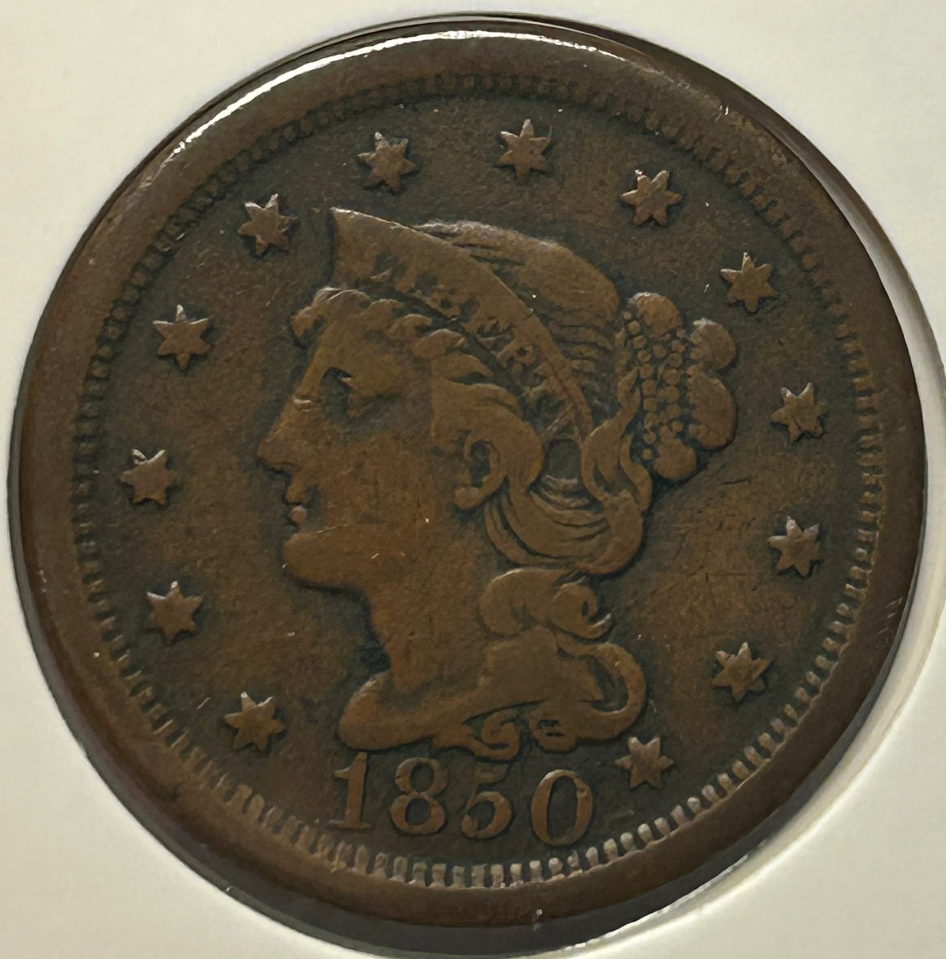 1850 Braided Hair Large Cent