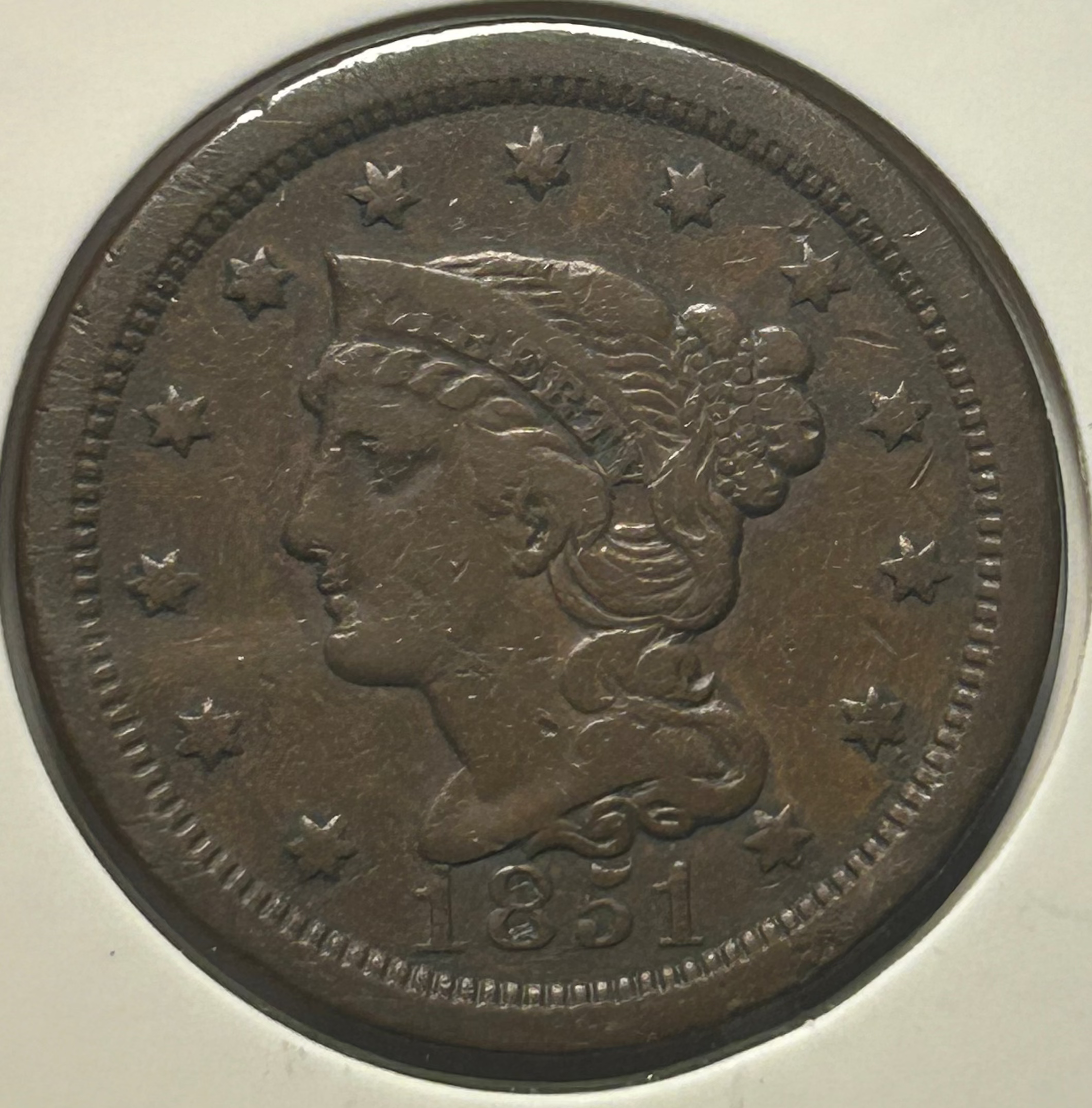 1851 Braided Hair Large Cent