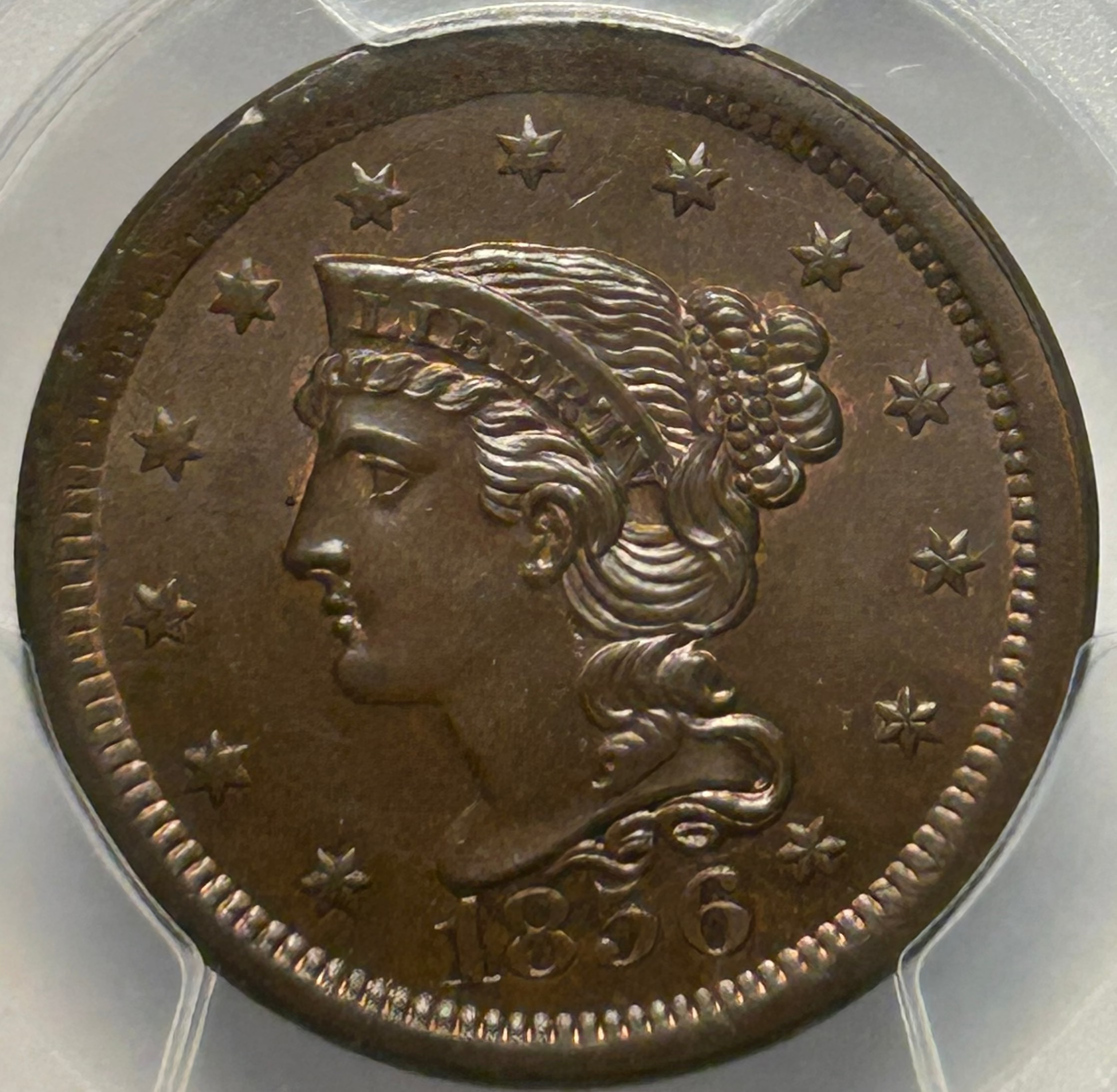 1856 Braided Hair Large Cent - PCGS MS-65  BN CAC