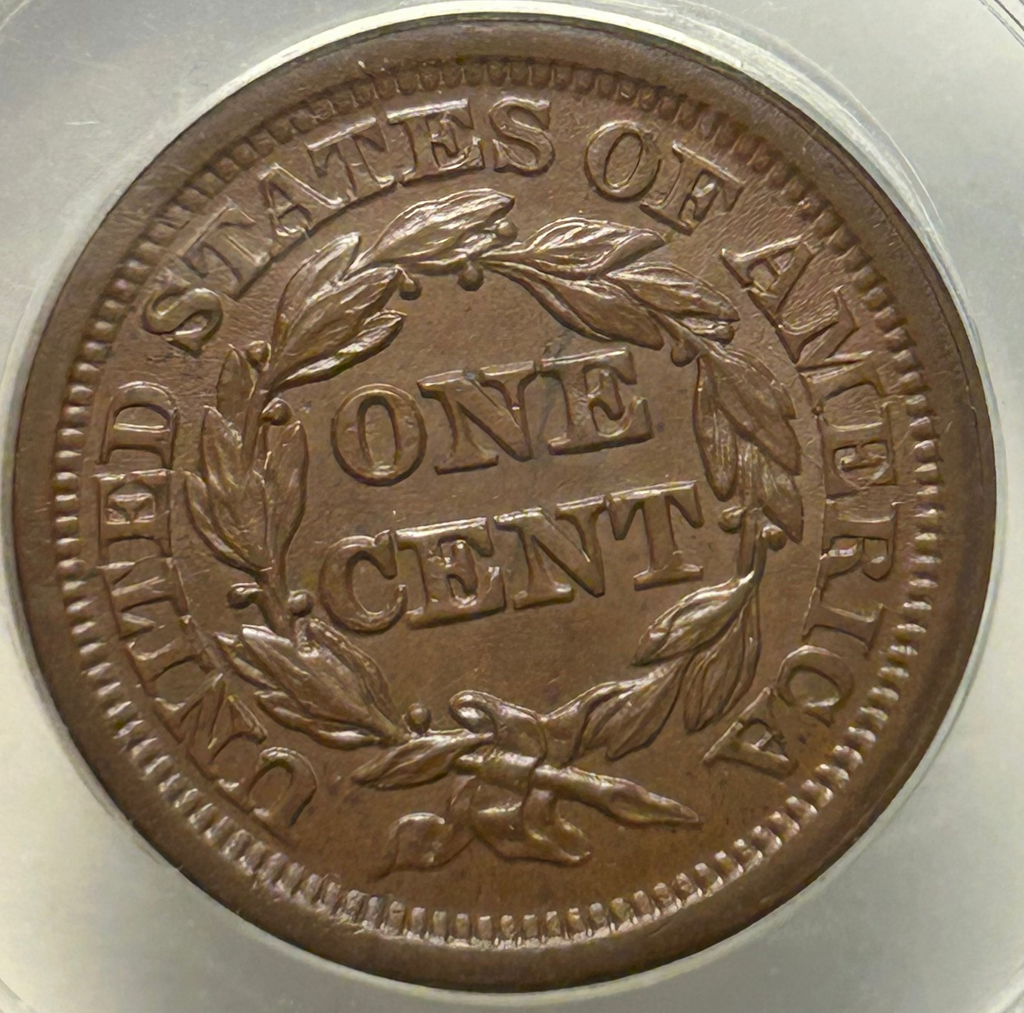 1852 Braided Hair Large Cent - PCGS MS-63 BN
