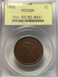 Vintage coin in a protective case with grading information