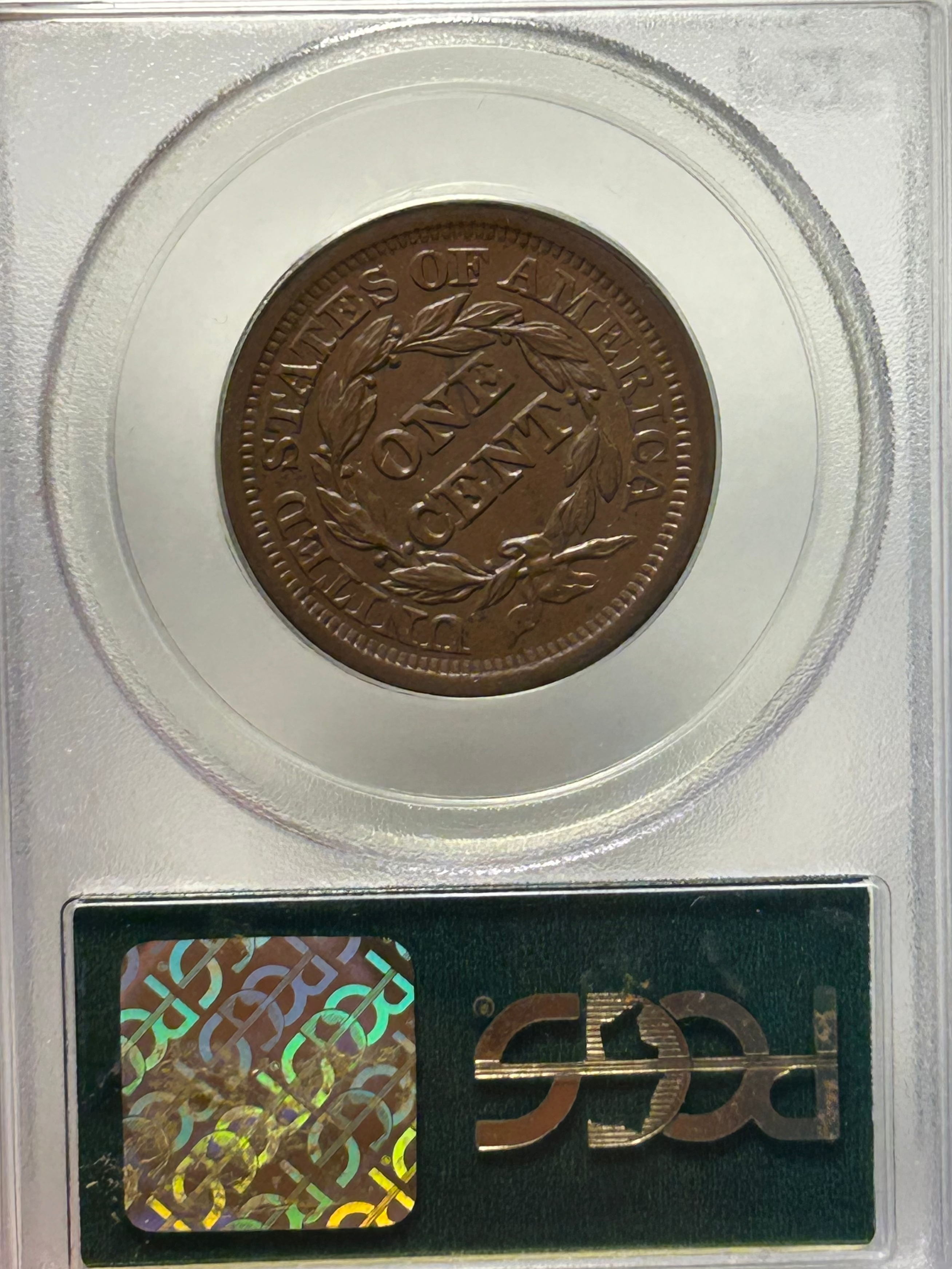 1852 Braided Hair Large Cent - PCGS MS-63 BN