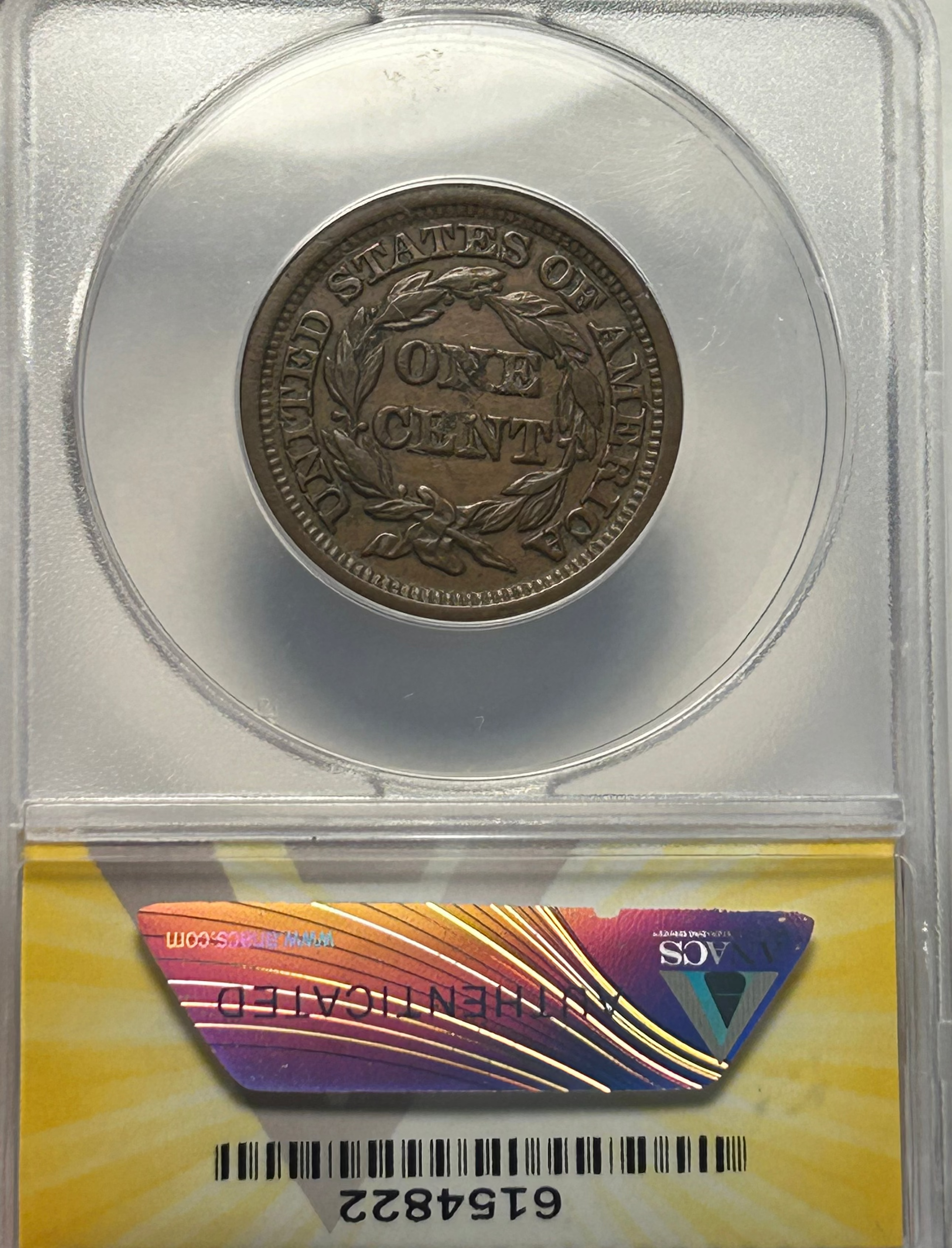 1849 Braided Hair Large Cent - ANACS AU 58 Details