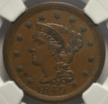 1849 Braided Hair Large Cent - NGC AU 55 CAC