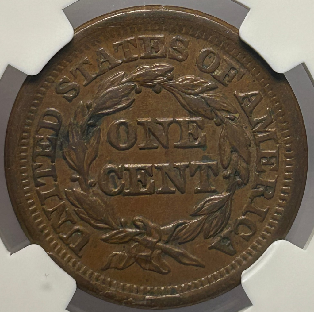 1849 Braided Hair Large Cent - NGC AU 55 CAC