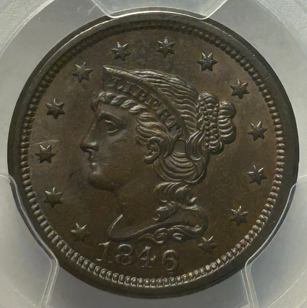 1846 Braided Hair Large Cent - PCGS MS-63 CAC