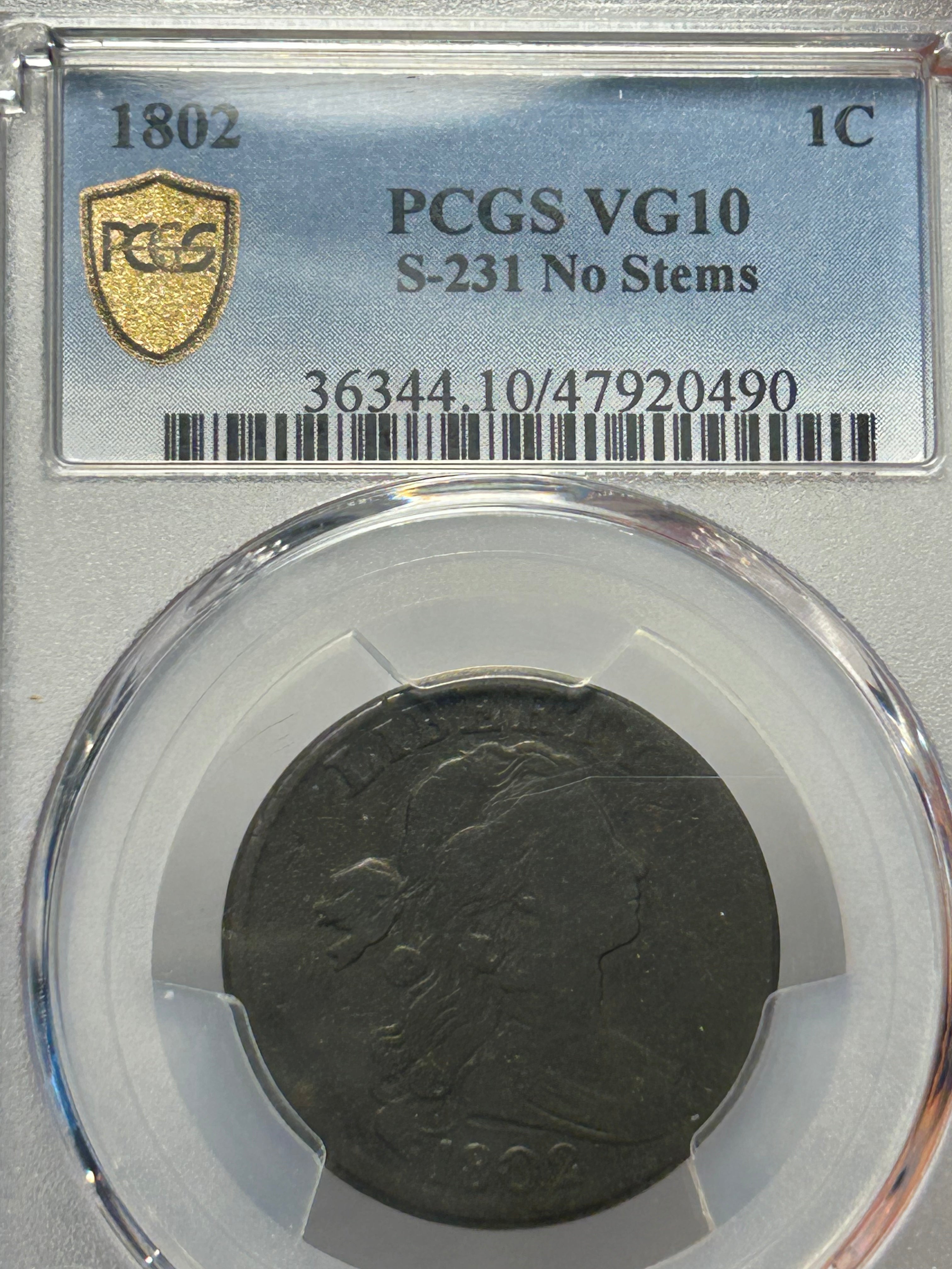 1802 Draped Bust Large Cent - PCGS VG-10