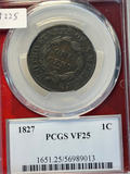 1827 U.S. coin in a protective case with PCGS grading label