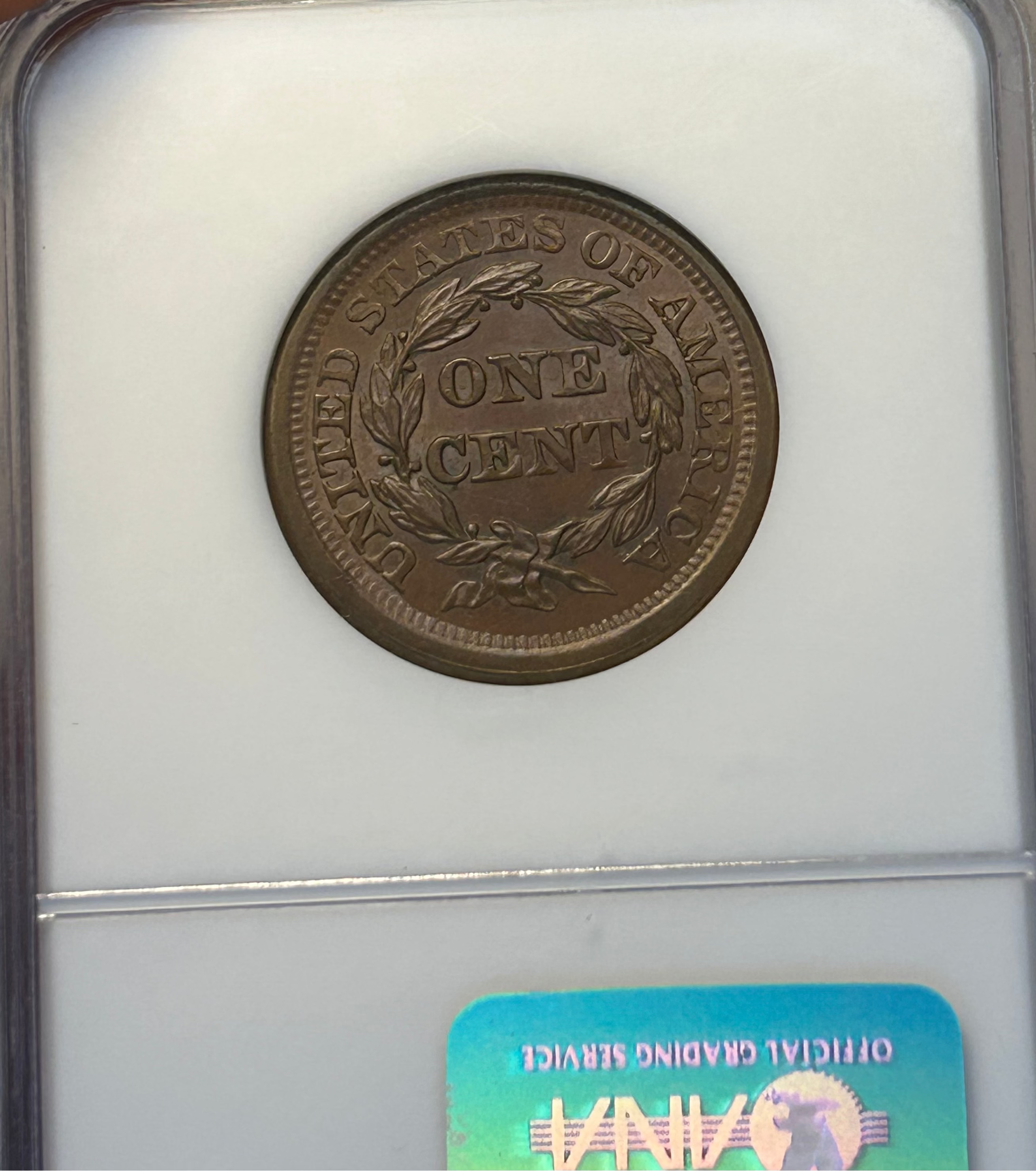 1853 Braided Hair Large Cent - NGC MS-65 BN