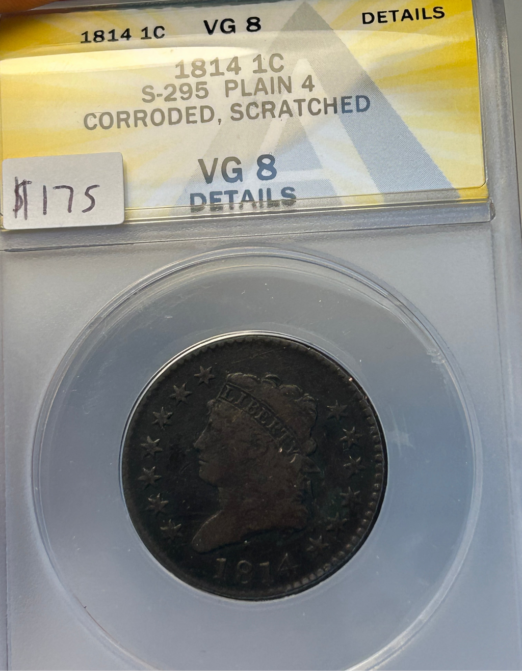 1814 Classic Head Large Cent - ANACS VG-8 Details
