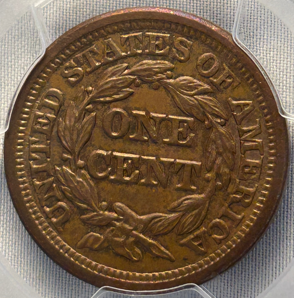1848 Braided Hair Large Cent - PCGS MS-64 BN
