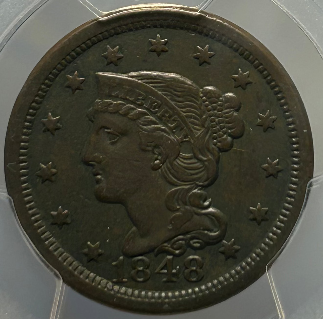 1848 Braided Hair Large Cent - PCGS XF Details (Cleaned)