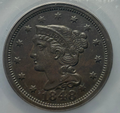 1848 Braided Hair Large Cent - SEGS AU-55