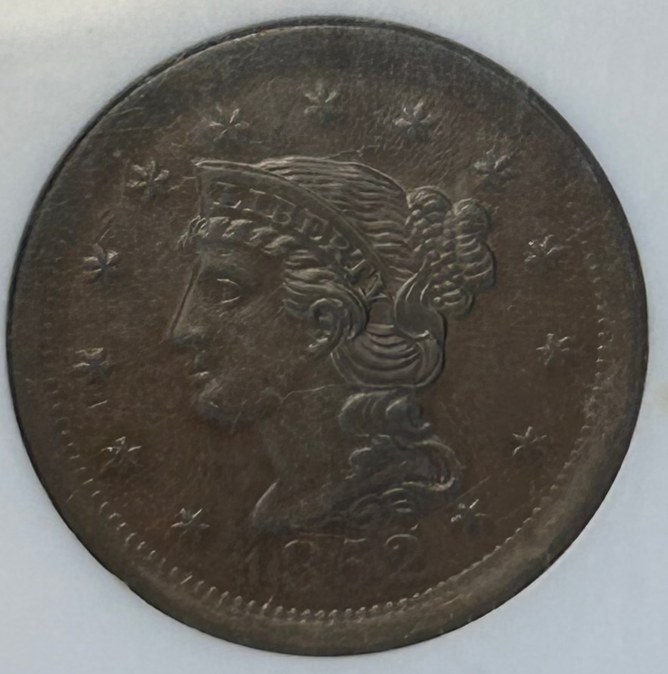 1852 Braided Hair Large Cent - NGC MS-64 BN