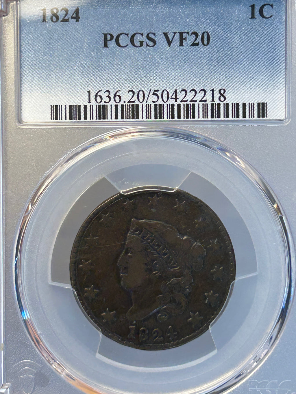 1824 Matron Head Large Cent - PCGS VF-20