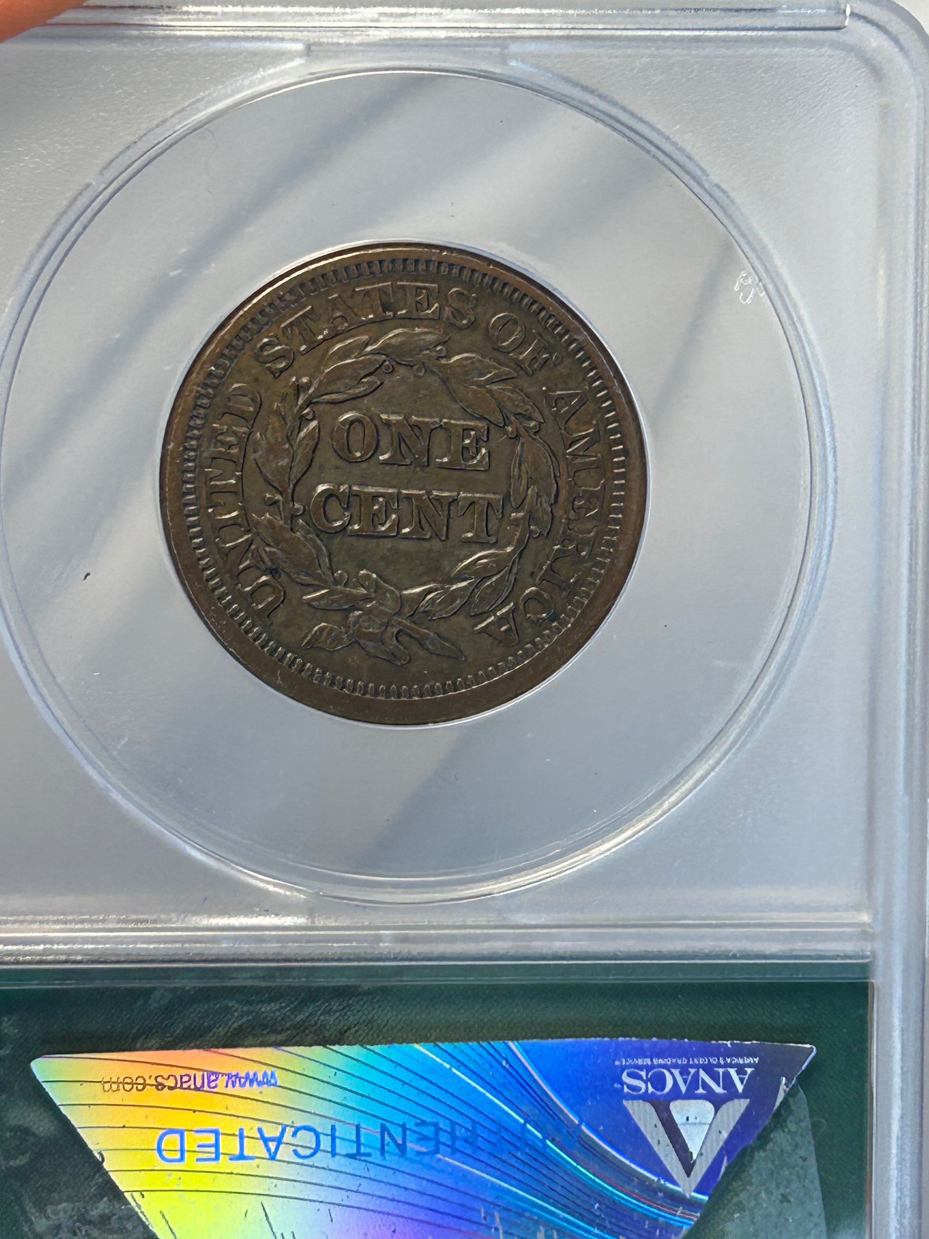 1848 Braided Hair Large Cent - ANACS EF-40