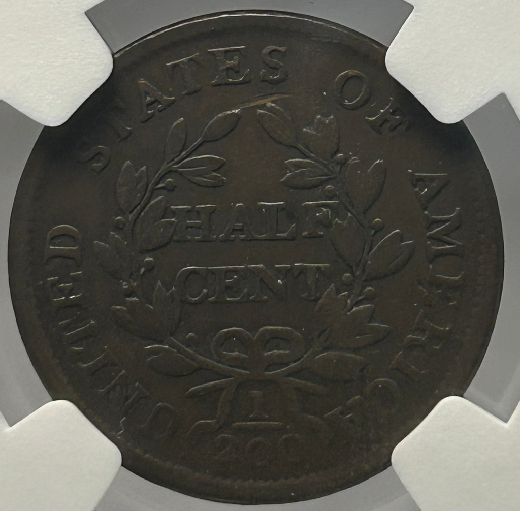1804 Draped Bust Spiked Chin Half Cent - NGC VF-25