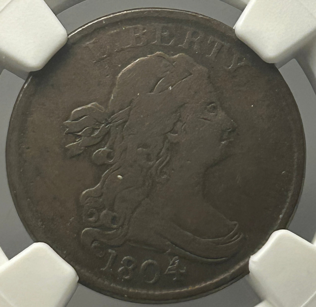 1804 Draped Bust Spiked Chin Half Cent - NGC VF-25