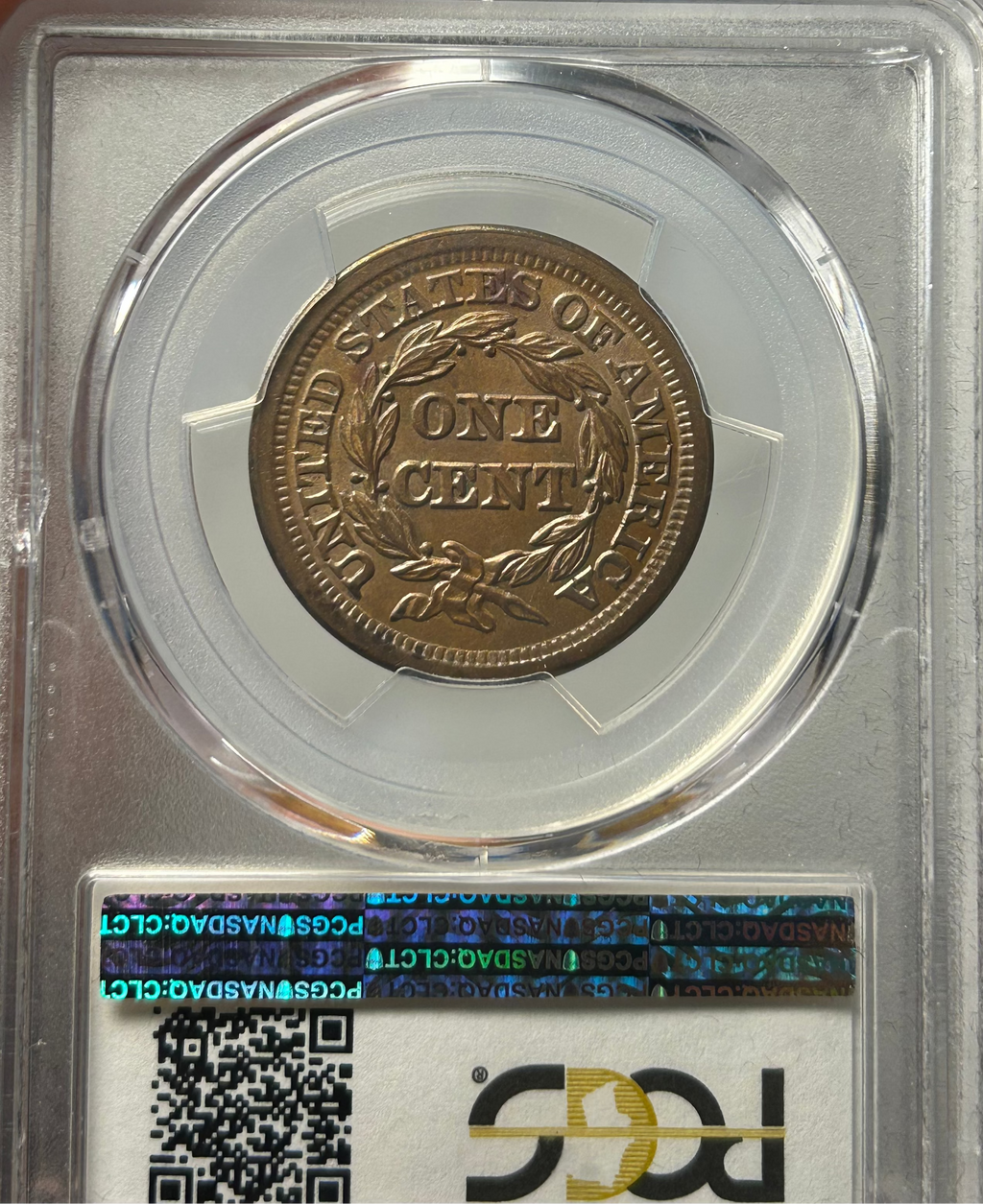 1853 Braided Hair Large Cent - PCGS MS-63 BN CAC