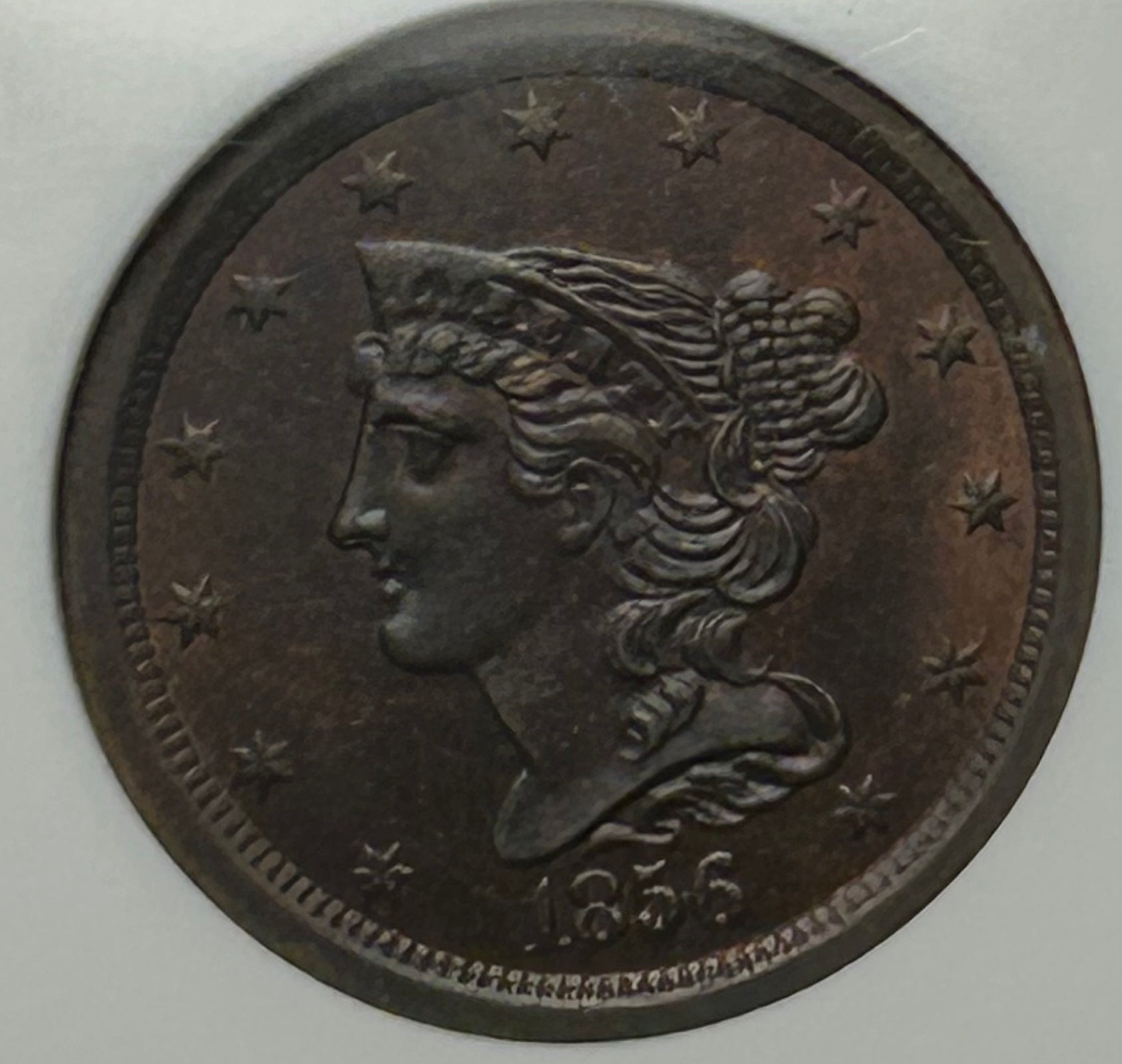 1856 Braided Hair Half Cent - NGC MS-63 RB