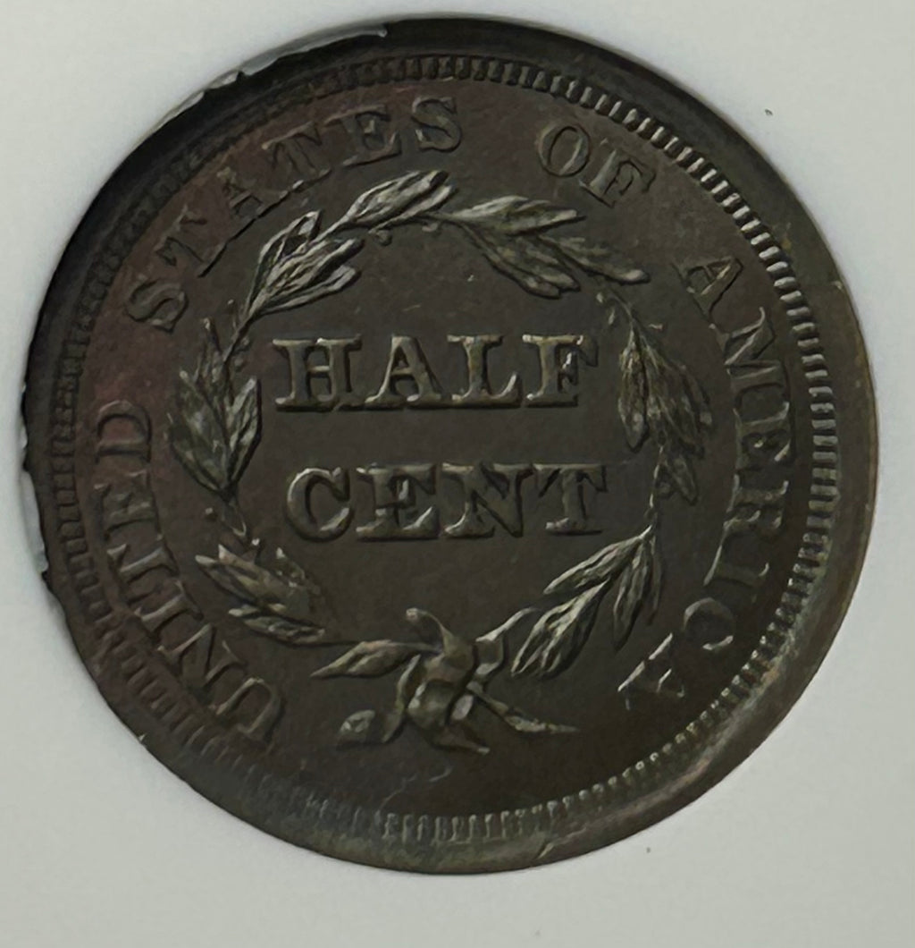 1856 Braided Hair Half Cent - NGC MS-63 RB