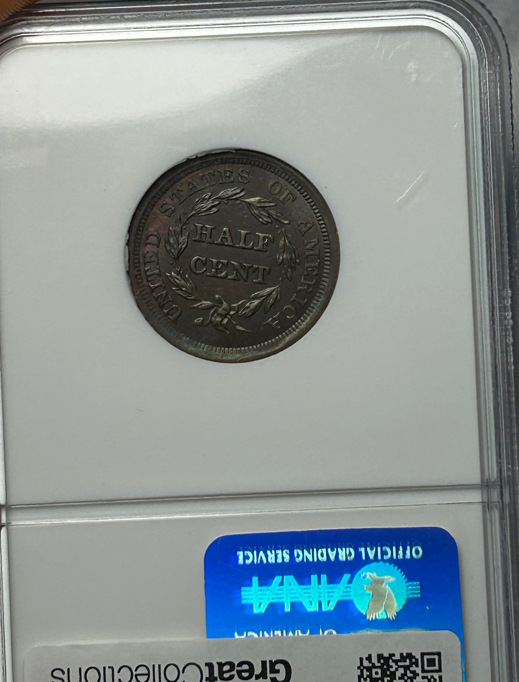1856 Braided Hair Half Cent - NGC MS-63 RB