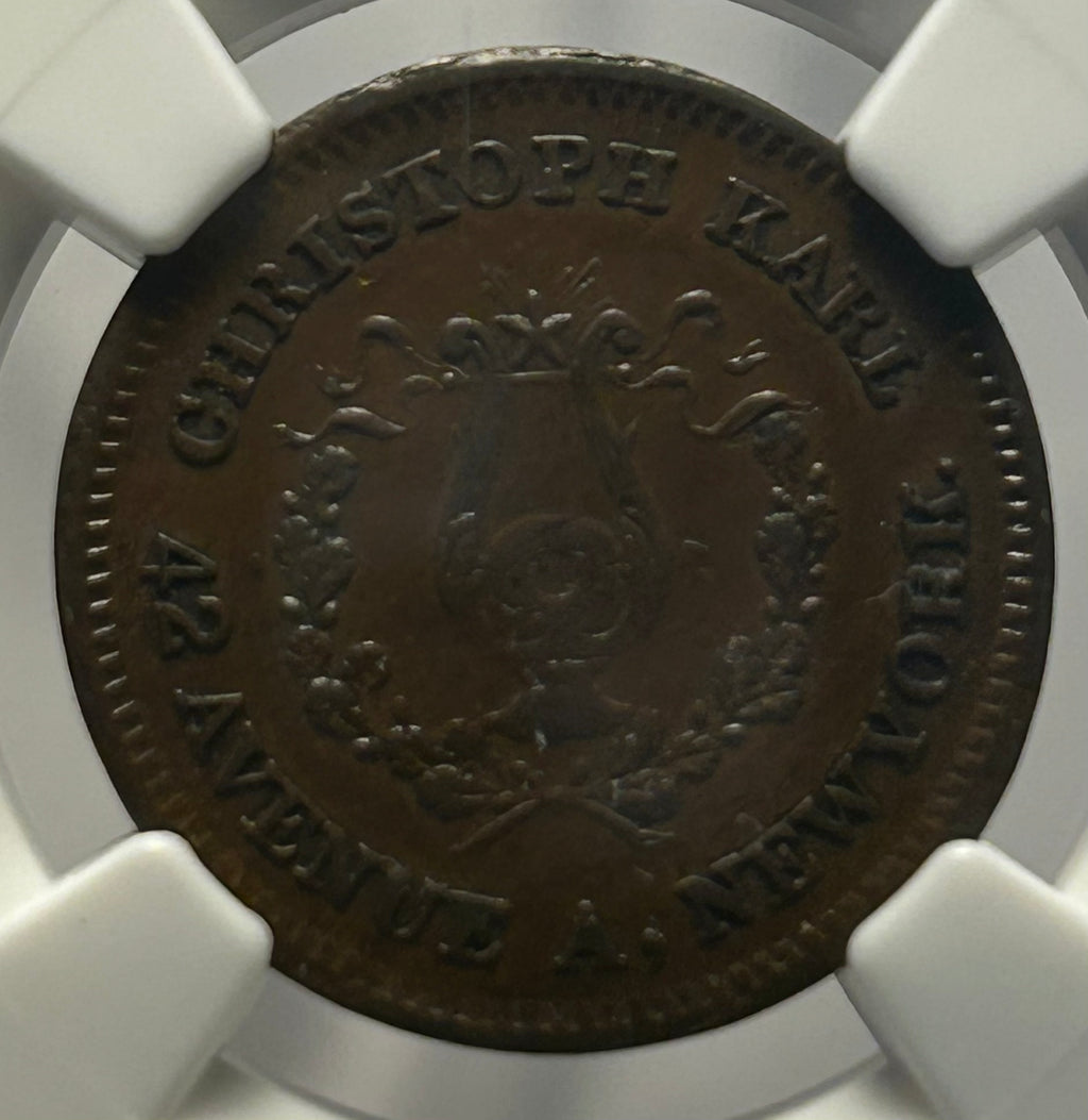 1863 New York Christoph Karl Civil War Token (F-630AM-1a) - NGC AU-55