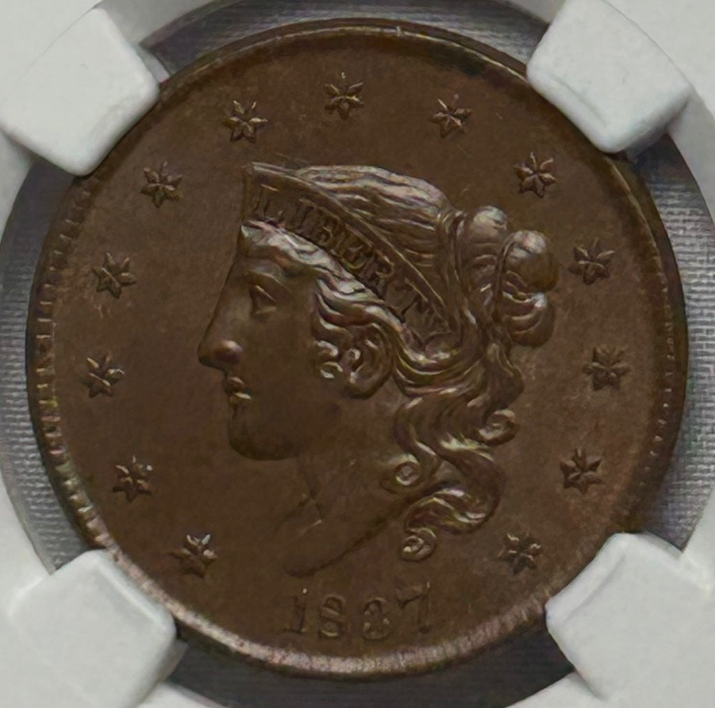 1837 Coronet Head Large Cent - NGC MS-64 CAC