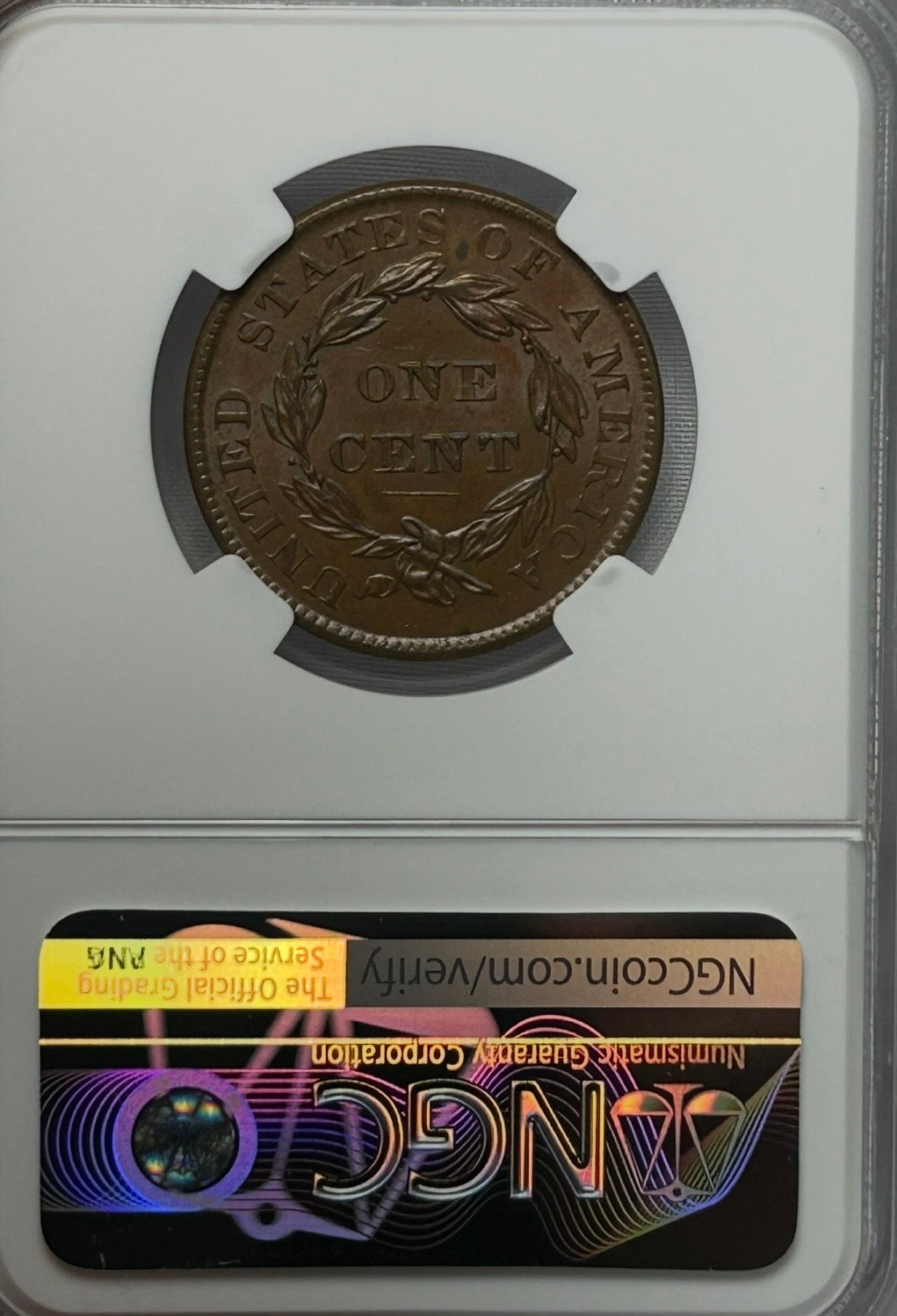 1837 Coronet Head Large Cent - NGC MS-64 CAC