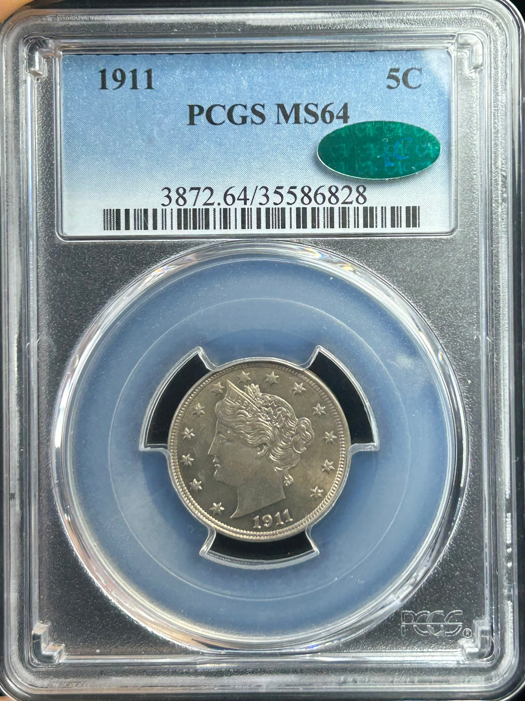1911 Liberty Head V-Nickel - PCGS MS-64 CAC