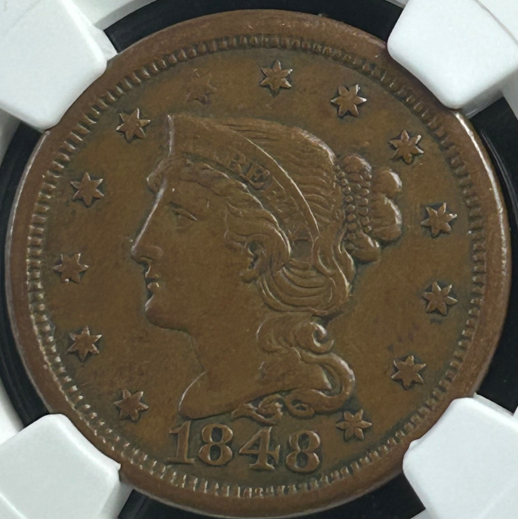 1848 Braided Hair Large Cent - NGC AU-53
